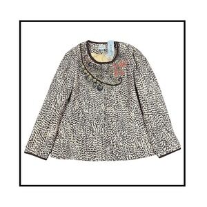 Chicos Jelica Animazing Animal Print Beaded Embroidered Jacket Topper Womens 2 L